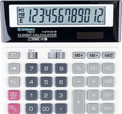 Attēls no Kalkulator Donau Kalkulator biurowy DONAU TECH, 12-cyfr. wyświetlacz, wym. 156x152x28 mm, biały