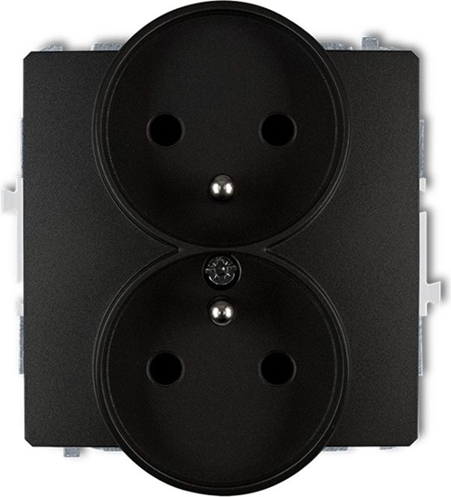 Picture of Karlik Gniazdo podwójne DECO Soft z/u do ramki czarny mat (12DGPRSO-2z)