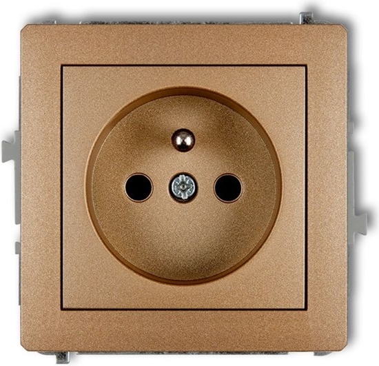 Picture of Karlik Gniazdo pojedyncze Deco z/u 2P+Z zoty metalik (8DGP-1z)