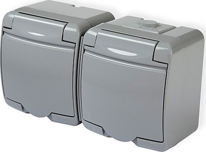 Attēls no Karlik Junior gniazdo podwójne z klapk szare (10GHE-2)