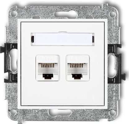 Attēls no Karlik MINI Gniazda komputerowe podwójne 2xRJ45, kat. 5e, 8-stykowy biały MGK-2
