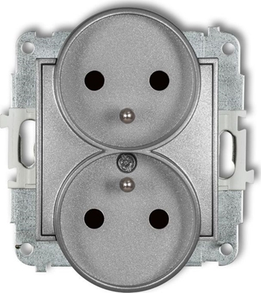 Picture of Karlik MINI Gniazdo podwójne z/u srebrny metalik 7MGPR-2z