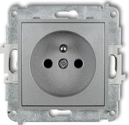 Attēls no Karlik MINI Gniazdo pojedyncze z/u z przesonami srebrny metalik 7MGP-1zp