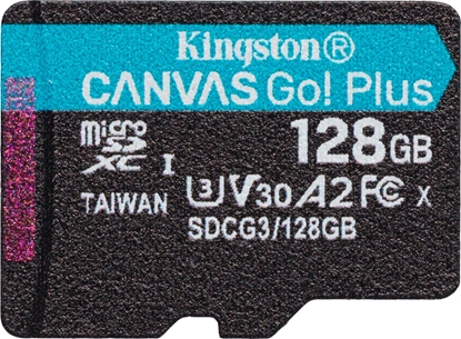 Attēls no Karta Kingston Canvas Go! Plus MicroSDXC 128 GB Class 10 UHS-I/U3 A2 V30 (SDCG3/128GBSP)