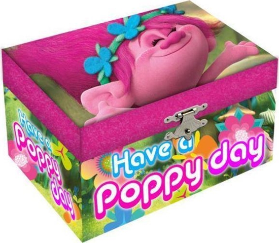 Picture of Kids Euroswan Pudeko szkatuka na biuteri z lusterkiem, wiatekami LED, 14,8x8,4x10,5cm Trolls TR17027 Kids Euroswan