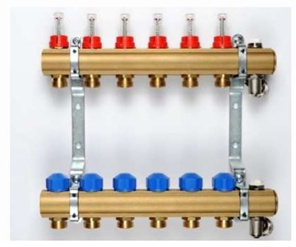 Picture of Kisan Rozdzielacz 9-drogowy z przepywem i zaworem termostatycznym - KRPT09.20.12