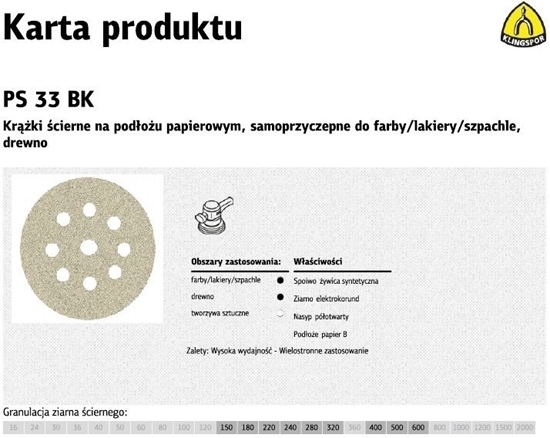 Picture of Klingspor Krek przyczepny 225MM PS33CK GLS38 Granulacja 60 (S833CK60)