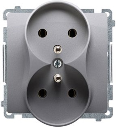 Attēls no Kontakt-Simon Gniazdo podwójne Basic z/u 16A, 250 V stal inox (BMGZ2Mz.01/21)