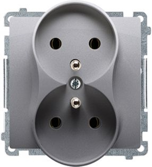 Picture of Kontakt-Simon Gniazdo podwójne Basic z/u 16A, 250 V stal inox (BMGZ2Mz.01/21)