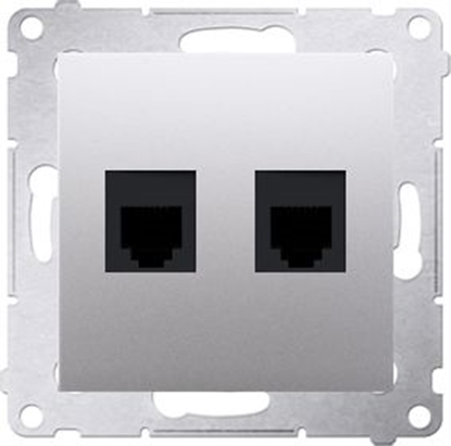 Picture of Kontakt-Simon Gniazdo telefoniczne Simon 54 podwójne 2 x RJ12 srebrny mat (DT2.01/43)