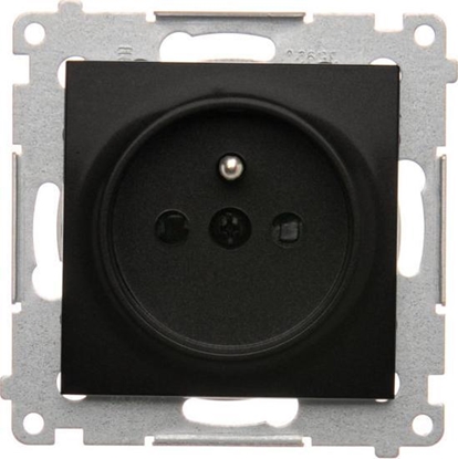 Picture of Kontakt-Simon Simon 54 Gniazdo wtyczkowe z uziemieniem i przesonami (modu) 16A 250V zaciski rubowe czarny mat DGZ1Z.01/49