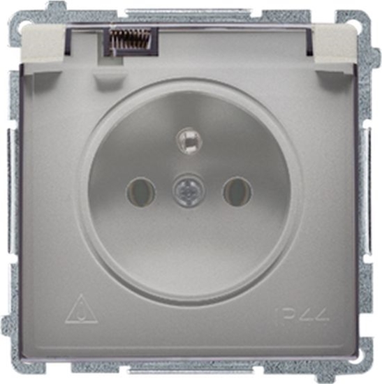 Picture of Kontakt-Simon Simon Basic Gniazdo pojedyncze z/u z przesonami IP44 16A, 250V satyna BMGZ1BZ.01/29A