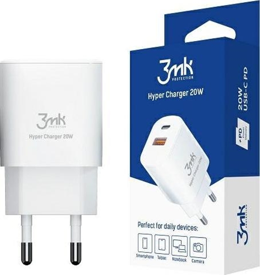 Picture of adowarka 3MK Hyper Charger 20W Biay 1x USB-A 1x USB-C 3 A