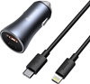 Изображение Lādētājs Baseus Super Fast Car Charger 40W USB+Type C+Type C To Lightning Cable-Black