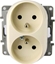 Picture of Legrand Gniazdo Niloe podwójne z uziemieniem i przesonami kremowe (764642)