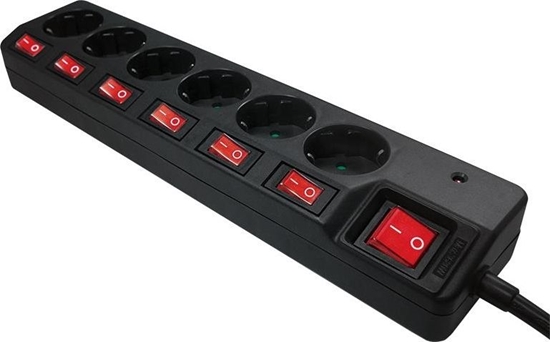 Изображение Listwa zasilajca LogiLink LPS 6 gniazd 1.5 m czarna (LPS233)