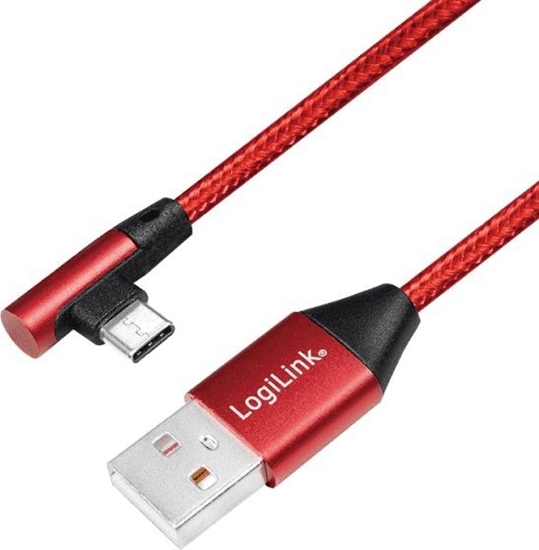 Picture of Kabel USB LogiLink USB-A - USB-C 0.3 m Czerwony (CU0145)