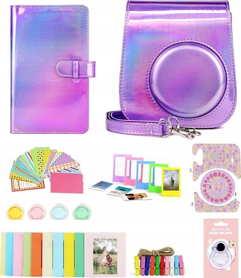 Picture of Pokrowiec LoveInstant Zestaw 8w1 Futera Album - Fujifilm Instax Mini 11 / Fioletowy Bysk