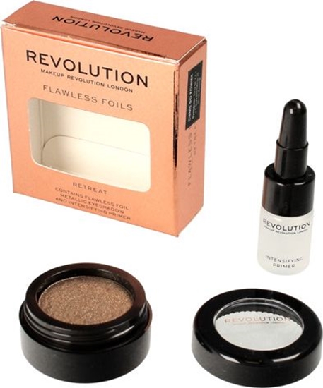 Изображение Makeup Revolution Flawless Foils Metaliczny cie do powiek + baza Retreat
