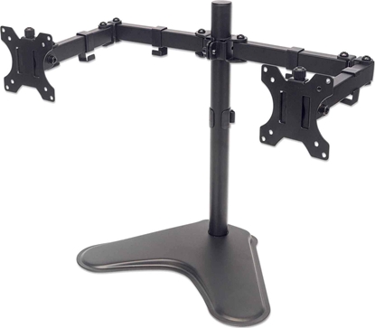 Attēls no Manhattan TV & Monitor Mount, Desk, Double-Link Arms, 2 screens, Screen Sizes: 10-27", Black, Stand Assembly, Dual Screen, VESA 75x75 to 100x100mm, Max 8kg (each), Lifetime Warranty