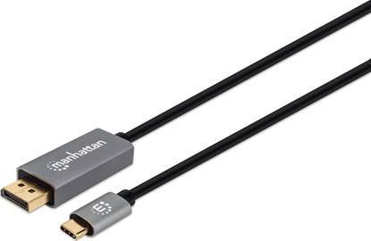 Picture of Manhattan USB-C to DisplayPort 1.4 Cable, 8K@60Hz, 2m, Male to Male, Black, Equivalent to Startech CDP2DP146B (except 20cm longer), Three Year Warranty, Polybag
