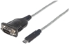 Picture of Manhattan USB-C to Serial Converter, Male to Male, USB-C to Serial/RS232/COM/DB9 Port, Prolific PL-2303RA Chip, Cable 45cm, Silver/Black, Polybag