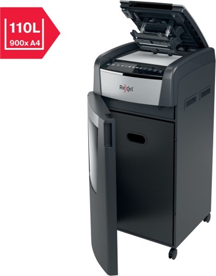 Picture of Rexel Optimum AutoFeed+ 600X Paper Shredder Cross shredding 4x36mm P-4 110L, 55 dB, Pilka/Juoda