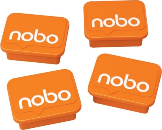 Picture of Nobo Magnesy do tablic NOBO, prostokotne, 18x22mm, 4szt., pomaraczowe
