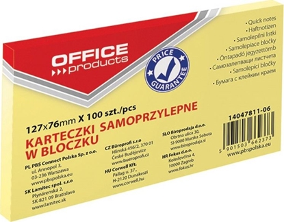 Picture of Office Products Bloczek samoprzylepny OFFICE PRODUCTS, 127x76mm, 1x100 kart., pastel, jaznoóty