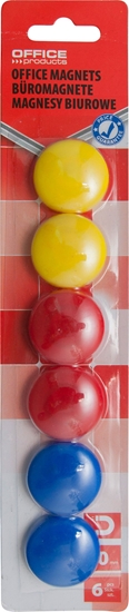 Изображение Office Products MAGNES OFFICE PRODUCTS 30MM 6 SZT. MIX KOLORÓW