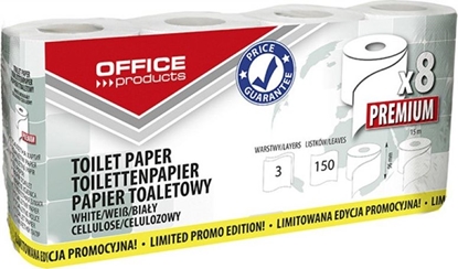 Изображение Office Products Papier toaletowy celulozowy OFFICE PRODUCTS Premium, 3-warstwowy, 150 listków, 15m, 8szt., biały