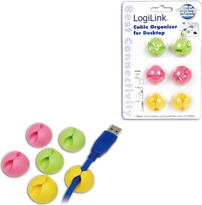 Picture of Cable organizer, cable clip, 6pcs., fancy Logilink