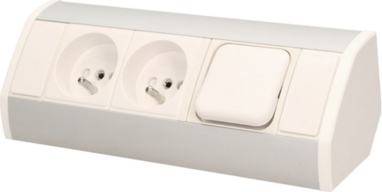 Picture of Orno Gniazdo meblowe 2x2P+Z z wycznikiem, biao-srebrne