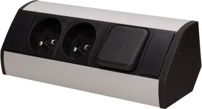 Attēls no Orno Gniazdo meblowe 2x2P+Z z wycznikiem, czarno-srebrne