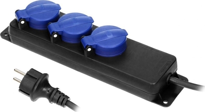 Picture of Orno Przeduacz warsztatowy bryzgoszczelny IP44, 3 gniazda 2P+Z (schuko) IP44, przewód gumowy, H05RR-F 3x1,5mm?, dugo 5m