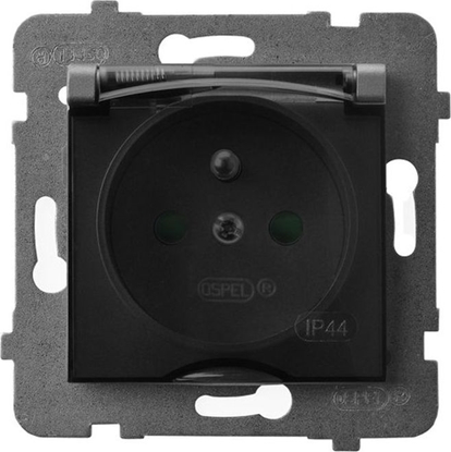 Picture of Ospel ARIA Gniazdo bryzgoszczelne z/u IP44 z przesonami torów prdowych wieczko przezroczyste szary mat GPH-1UZP/m/70/d