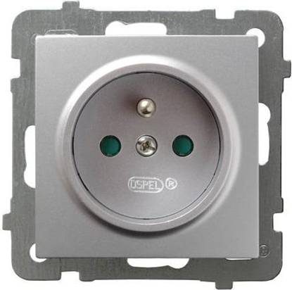 Picture of Ospel Gniazdo AS pojedyncze z uziemieniem i przesonami srebrne (GP-1GZP/m/18)