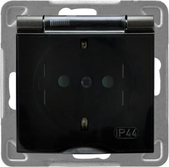 Picture of Ospel Gniazdo Impresja bryzgoszczelne schuko z przesonami antracyt (GPH-1YSP/m/50/d)