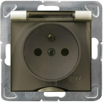 Picture of Ospel Gniazdo Impresja bryzgoszczelne z uziemieniem IP-44 ecru wieczko przezroczyste (GPH-1YZ/m/27/d)