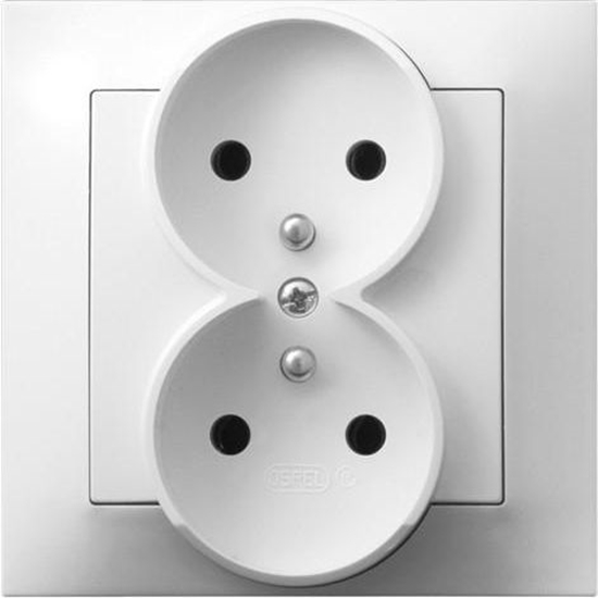 Picture of Ospel Gniazdo Impresja podwójne z uziemieniem biae (GP-2YZ/00)