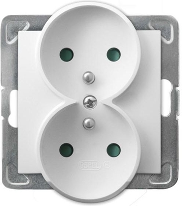 Picture of Ospel Gniazdo Impresja podwójne z uziemieniem i przesonami biae (GP-2YRZP/m/00)