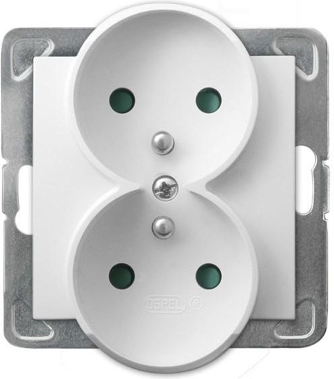 Picture of Ospel Gniazdo Impresja podwójne z uziemieniem i przesonami biae (GP-2YRZP/m/00)