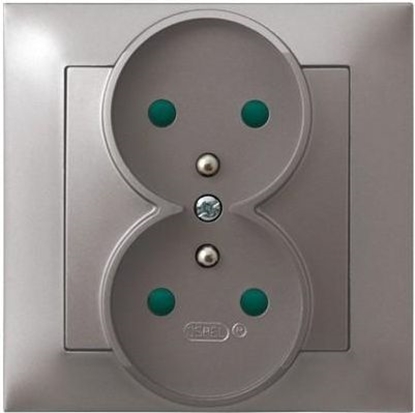 Picture of Ospel Gniazdo Impresja podwójne z uziemieniem i przesonami tytan (GP-2YZP/23)