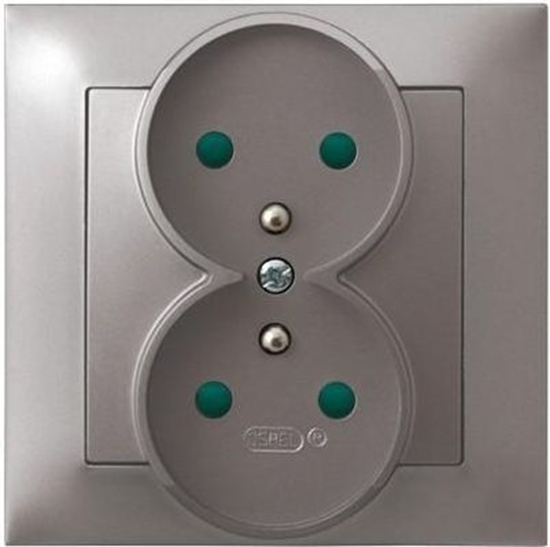 Picture of Ospel Gniazdo Impresja podwójne z uziemieniem i przesonami tytan (GP-2YZP/23)