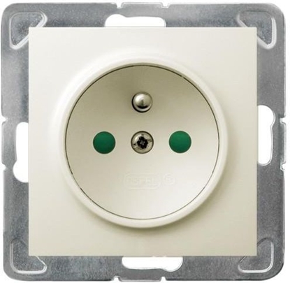 Picture of Ospel Gniazdo Impresja pojedyncze z uziemieniem i przesonami torów prdowych ecru (GP-1YZP/m/27)