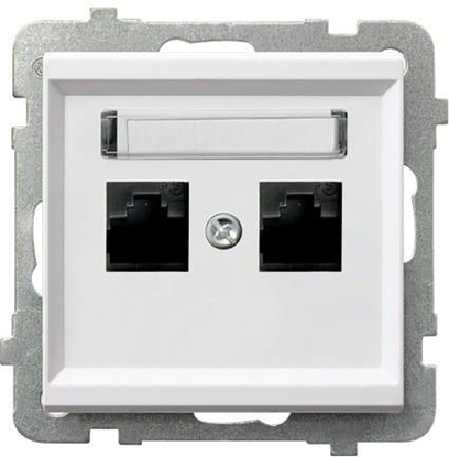 Attēls no Ospel Gniazdo komputerowe Sonata podwójne 2xRJ45 5e biae (GPK-2R/K/m/00)