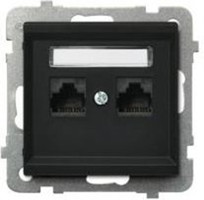 Attēls no Ospel Gniazdo komputerowe Sonata podwójne 2xRJ45 kat.5e czarny metalik (GPK-2R/K/m/33)