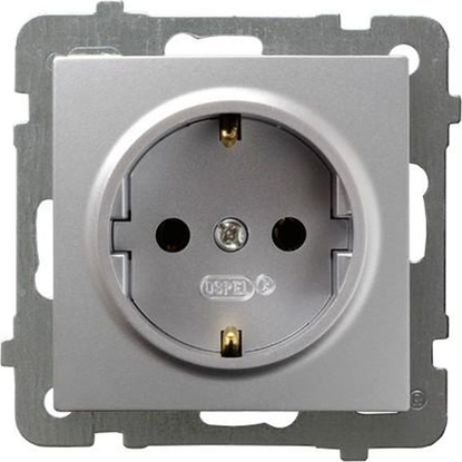 Picture of Ospel Gniazdo Pojedyncze Schuko Srebrne AS OSPEL