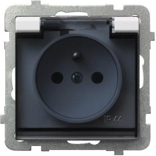 Изображение Ospel Gniazdo Sonata bryzgoszczelne z uziemieniem klapka dymna biae (GPH-1RZ/m/00/d)
