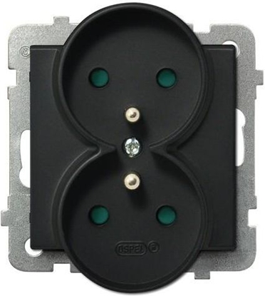 Attēls no Ospel Gniazdo Sonata podwójne z uziemieniem i przesonami czarny metalik (GP-2RRZP/m/33)